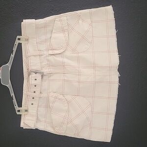 Free People Cream Plaid Mini Skirt